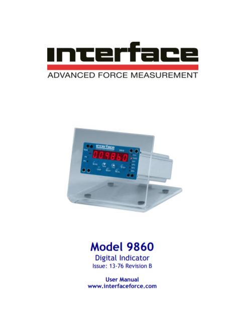 9860 TEDS High Speed Digital Indicator- User Manual