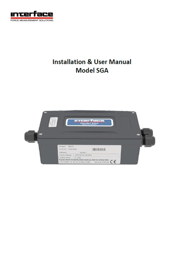 SGA-Load Cell Signal Conditioner-User Manual